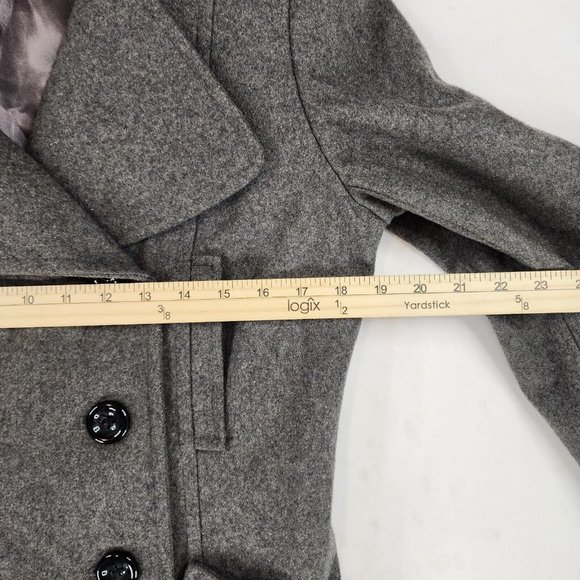 Topshop Jacket Womens 14 Gray Casualcore Button Up Wool Blend Winter Pea Coat - Picture 5 of 12